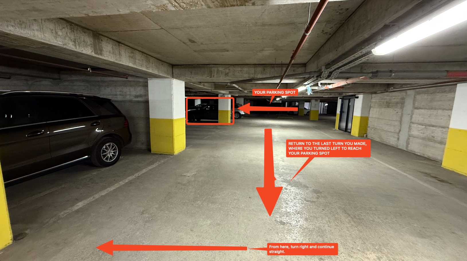 Step 1 - From parking level
