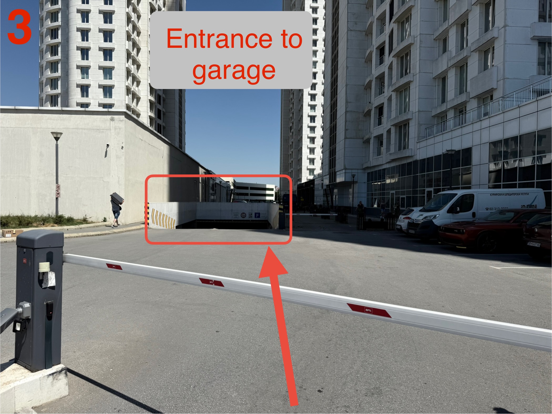 Entrance to the underground garage