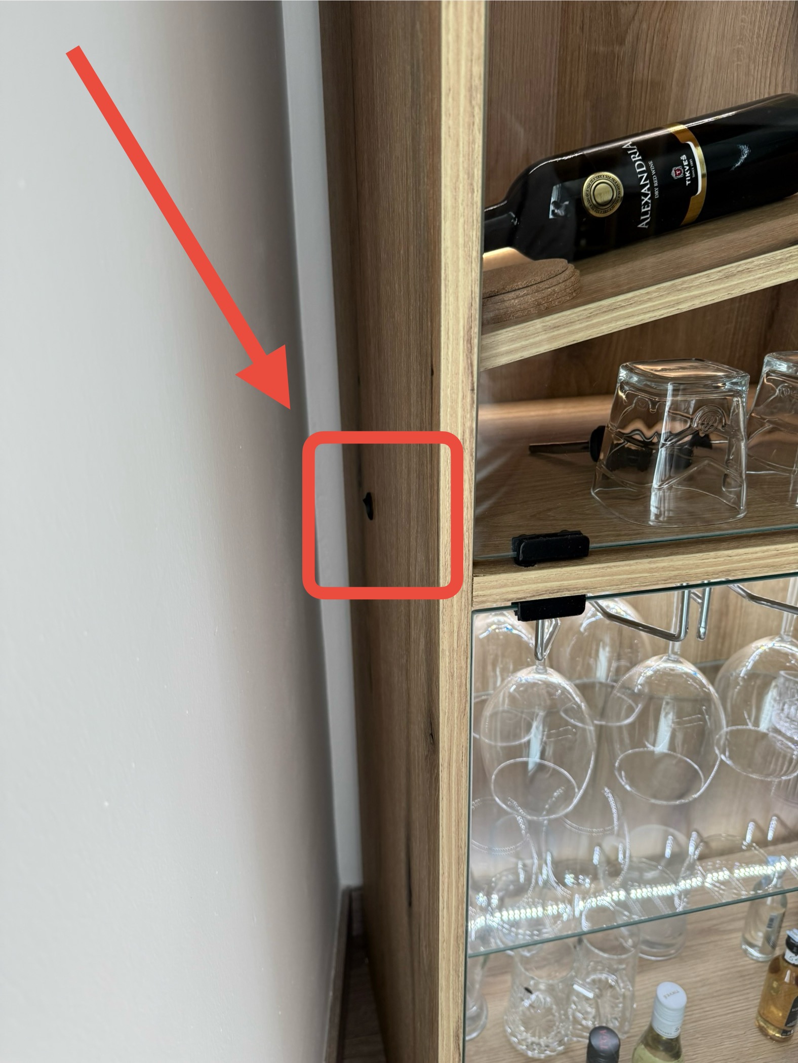 Full view of wine cabinet