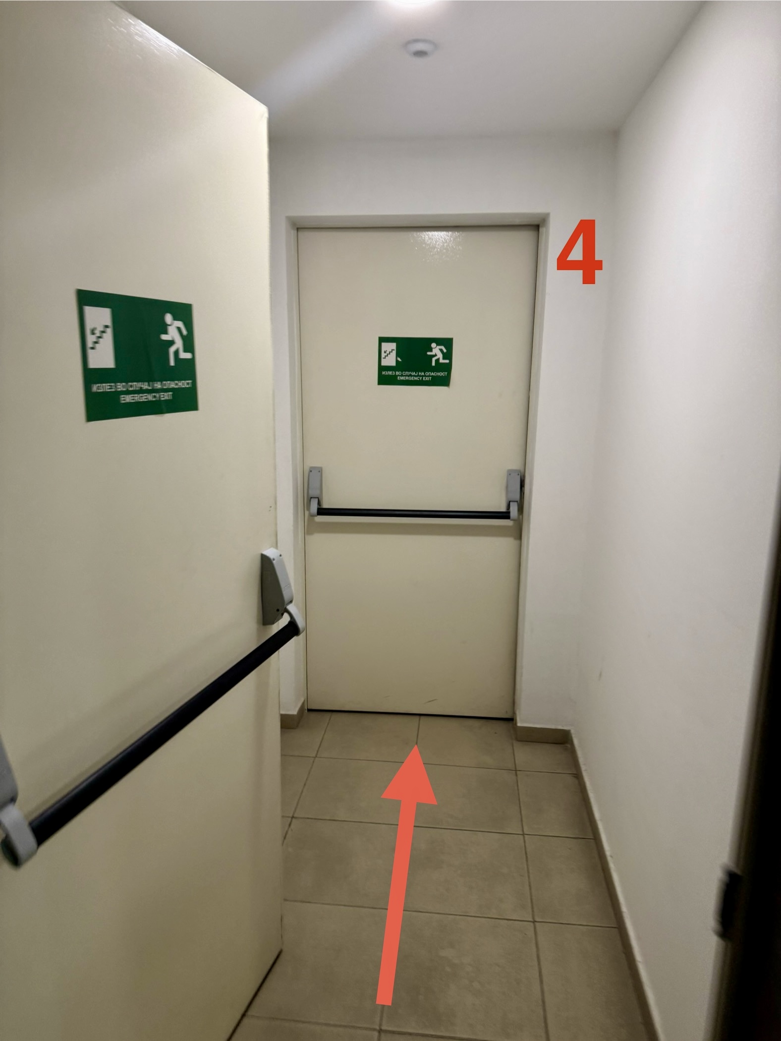 Walk through emergency stairwell door