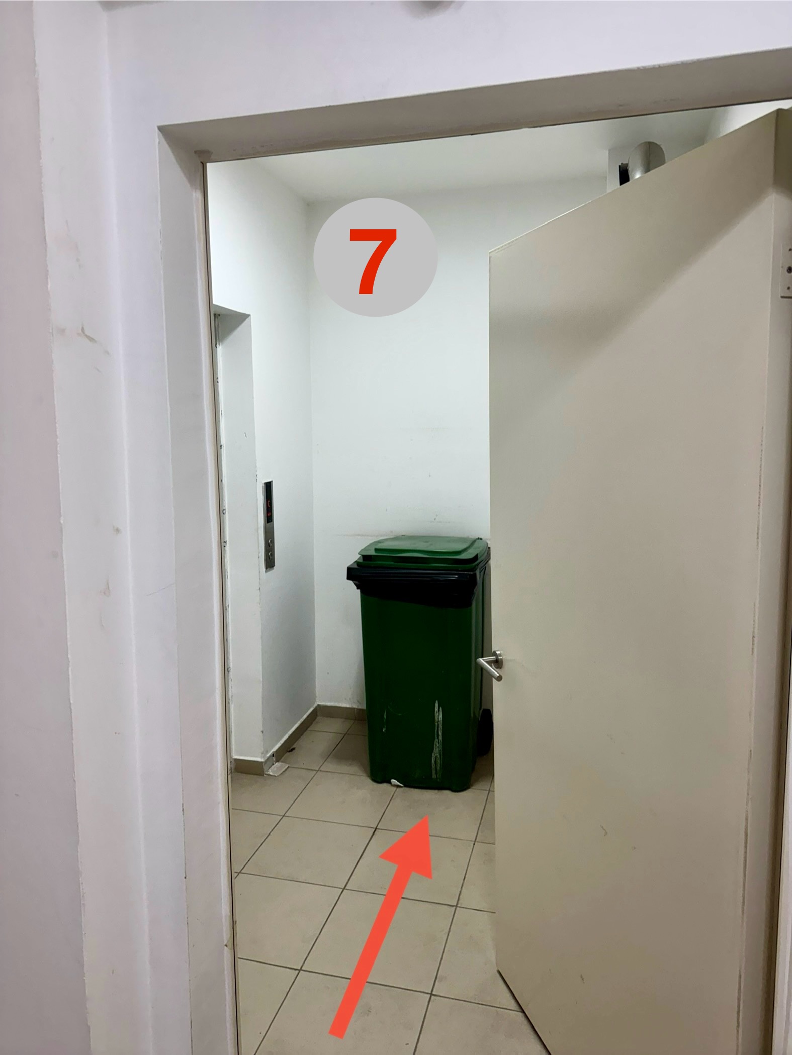 Final destination - utility room with green wheeled bin